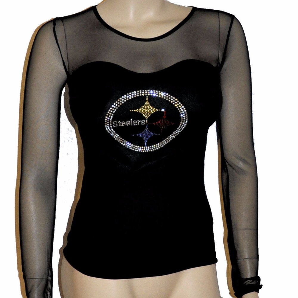 Pittsburgh Steelers rhinestone bling mesh shirt